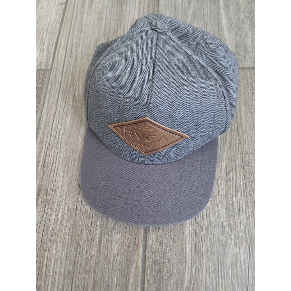 RVCA Hat Cap Snapback Adjustable Brown Patch Logo Charcoal Chevron Pattern. EUC